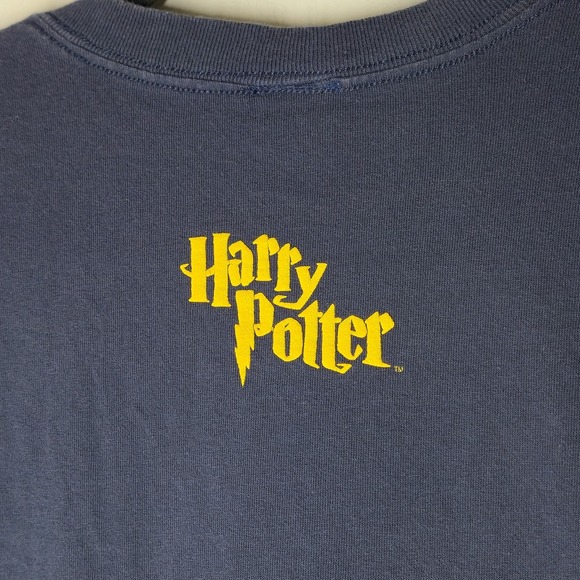 Vintage Harry Potter Quidditch Gryffindor House T Shirt Size L Warner Bros Blue - Picture 6 of 6